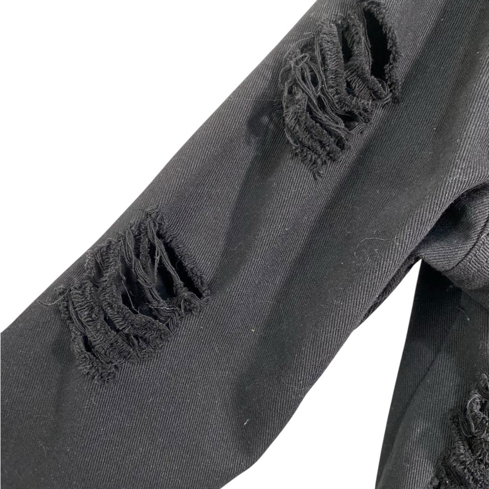 Thrill Black Denim Destroyed Long Jacket - Picture 5 of 7